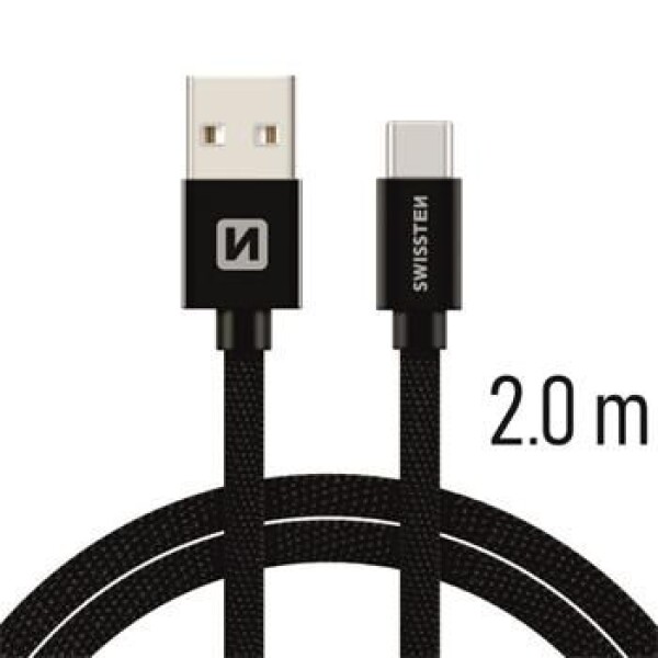 Swissten 71521301 USB 2.0 typ A na C, USB 2.0, zástrčka A - zástrčka C, opletený, 2m, černý