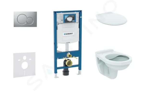 Geberit Set předstěnové instalace, klozet Alpha se sedátkem, tlačítko Sigma01, matný chrom 111.300.00.5 NR3