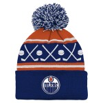 Outerstuff Dětská batolecí zimní čepice Edmonton Oilers NHL Face-Off Cuff Pom