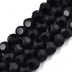 Broušené korálky - černé se 6 fasetami - ∅ 8 x 7,5 mm - 10 ks