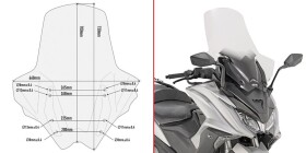 D6110St plexi čiré Kymco AK 550 Ets (17-25), vxš700x660 mm