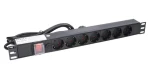 Extralink EXPDU7EU SW černá / Zásuvková lišta do racku / 19" 1U / 7x zásuvka / vypínač / 2 m (EX.12967)