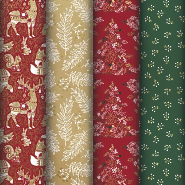 Balicí papír Red Forest, kraft 70g, 2 x 0,7 m (mix motivů)