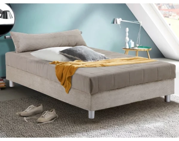 Postel Edith 140x200 cm, béžová strukturovaná látka/hnědá látka