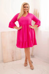 Dámské viskózové šaty Plus Size s ažurovou ozdobou Fuchsiová UNI