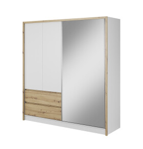 FRONTI Šatní skříň SARA 200 Bílá + dub artisan 8802