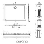 CERANO - Sprchová vanička obdelníková Brio - SMC/minerální kompozit - strukturovaná bílá - 120x90x4 + 2x čelní panel + nožičky CER-288728