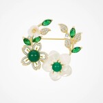 Brož s perleťovými květy a zirkony, Zlatá