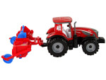 Mamido Traktor s třecím pohonem a pluhem červený