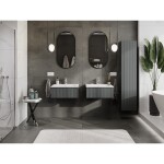 MEXEN/S - Rivel koupelnová skříňka 60 cm s umyvadlem Otis, 1 šuplík, reliéf , grafit mat/bílá mat 91A20-06023-1-BF66-W18M01