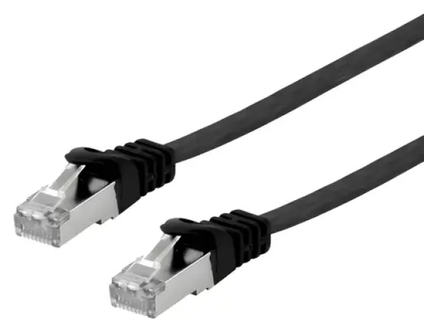Equip Cat6a černá / Patch kabel / Plochý / U/FTP / 0,5 m / LSZH (607697)