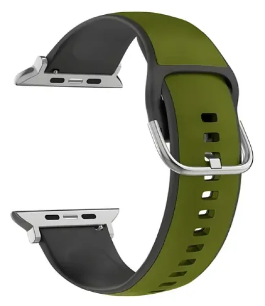 Beline Silico Leather zeleno-černá / Řemínek / Silikon/eko-kůže / Pro Apple Watch 1-9/SE/SE2 / 42/44/45/49 mm