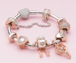 Emporial Royal Fashion luxusní stříbrný přívěsek Perleťový bezpečnostní řetízek na náramek Rose Gold