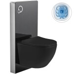CERANO - Kompletní WC set Modul/Cesso - černá lesklá - integrované WC tlačítko - pneumatický modul - 49x36 CER-979855