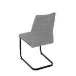 Židle jídelní, stříbrná látka, černé kovové nohy