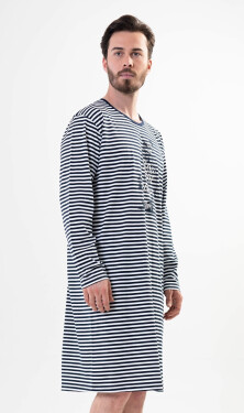 Pánská noční košile s dlouhým rukávem Plachetnice Černo-bílá - Vienetta černo - bílá XL