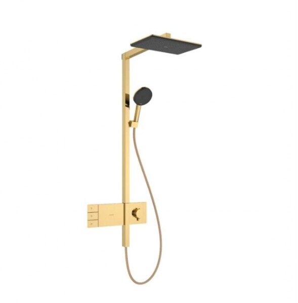 HANSGROHE - Raindance Alive Q Sprchový set s termostatem, 21x34 cm, 3 proudy, leštěný vzhled zlata 24590990