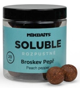 Mikbaits Rozpustné boilies Soluble Broskev Pepř 250ml - 24mm,Mikbaits Rozpustné boilies Soluble Broskev Pepř 250ml - 24mm