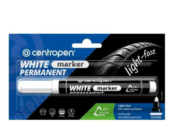 Centropen značkovač 8586 - bílý, permanent