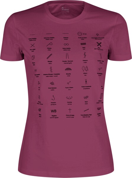 MONTURA Topographic T-Shirt Woman, Wine Red velikost: S