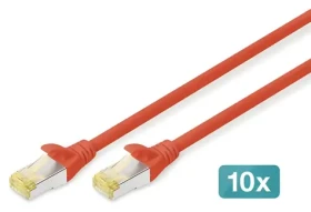 Digitus CAT 6A S/FTP červená / Patch kabel / 10 ks / 3 m / AWG 26 / LSZH (DK-1644-A-030-R-10)