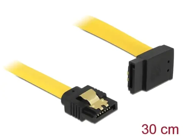 Delock SATA 6 Gb/s žlutá / Kabel SATA / rovný - lomený nahoru / 30 cm (82804)