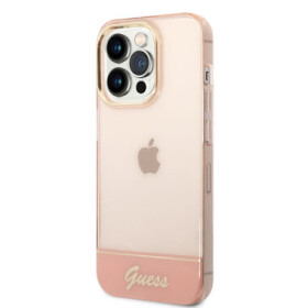 Pouzdro Guess PC/TPU Camera Outline Translucent iPhone 14 Pro Max růžové