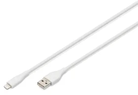 Digitus bílá / Nabíjecí a datový kabel / USB-A - Lightning / Silikon / MFI / 0,5 m (AK-600108-005-W)