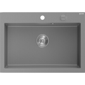 MEXEN - Elix granitový dřez 1-miska 700 x 500 mm, šedý, sifon chrom 6526701005-71