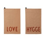 DESIGN LETTERS Utěrky Love Hygge – set 2 ks, béžová barva, textil