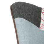 Křeslo houpací, potah patchwork látka, dřevěné nohy, masiv kaučukovník
