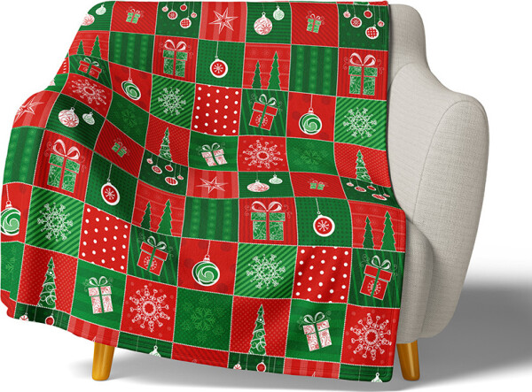 Mikroplyšová deka Vánoční Patchwork 150x200 cm