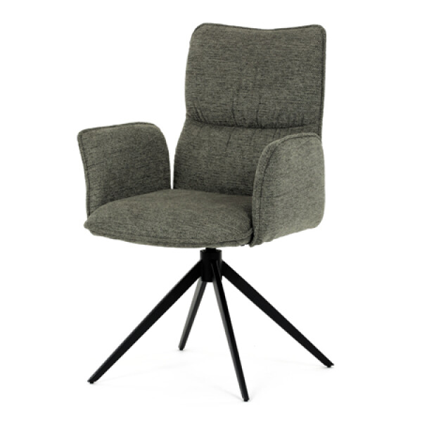 Židle jídelní, zelená látka, 360° vratný mechanismus, černý kov