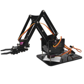 Mechanické robotické rameno s rukou pro SG90/MG90, akrylátové, černé - stavebnice