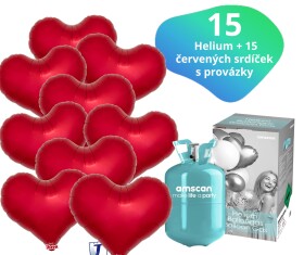 Helium set - helium a balónky IBREX srdce červené 15 ks - Balonky.cz Helium set - helium a balónky IBREX srdce červené 15 ks - Balonky.cz