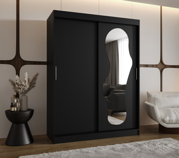 Šatní skříň Abi Ultra Rozměry: 150 cm, Barva korpusu + barva dveří: Černá + Černá