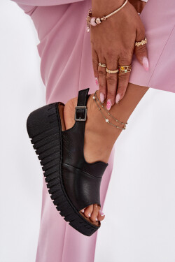 Dámské Sandály Z Přírodní Kůže Na Klínu Artiker Černé 54C0791 41