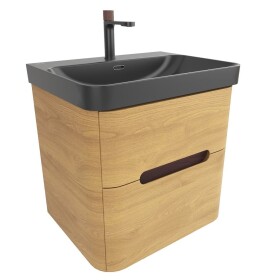 Koupelnová skříňka s umyvadlem SAT Fusion 57,5x53x45 cm dub medový mat SATFUSION260DMBKMB SATFUSION260DMBKMB