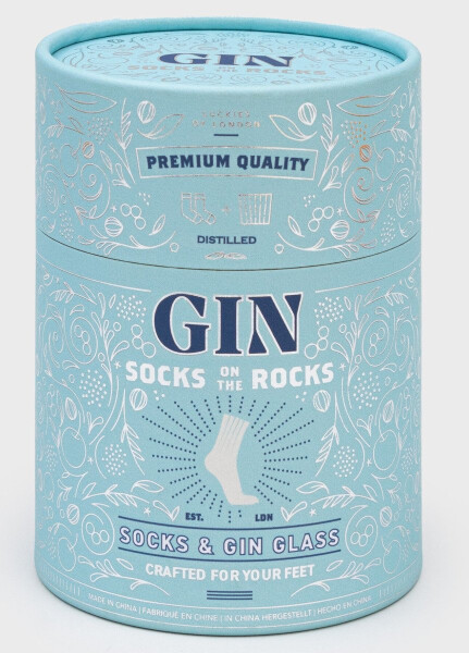Dárkový set Socks on the Rocks: Gin (ponožky, sklenice)