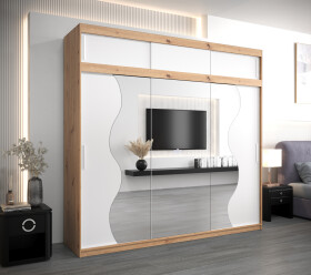 Šatní skříň Abi Mr s nástavcem Dveře: Bílá, Rozměr: 250 cm, Korpus: Dub artisan
