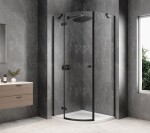 POLYSAN - GLOBE BLACK čtvrtkruhový sprchový kout 800x800, čiré sklo, levé GB2680LB