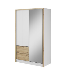 FRONTI Šatní skříň SARA 130 Bílá + dub artisan 8994