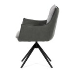 Židle jídelní, šedá látka, 360° vratný mechanismus, černý kov