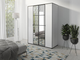 FRONTI Šatní skříň OSLIN I 150 cm bíla + černá 13130
