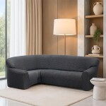 Super strečové potahy RUBINIA antracitová rohová sedačka (š. 340 - 540 cm)