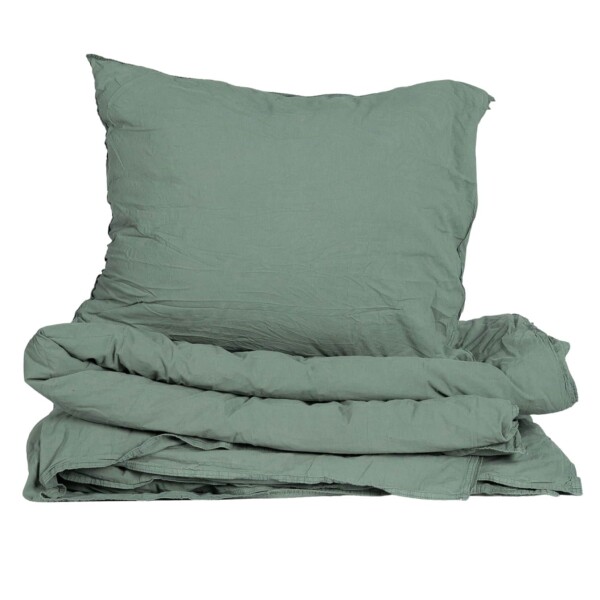 Storefactory Povlečení z organické bavlny Crinkle Mineral Green 150 × 210 cm, zelená barva, textil