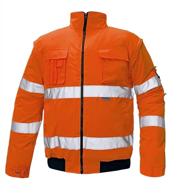 Bunda Hi-Vis CLOVELLY PILOT 2v1 reflexní odepínatelné rukávy oranžová 2XL - oranžová