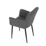 Židle jídelní, snadno čistitelná šedá látka, černý matný lak, kovové nohy