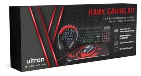 Ultron HAWK Gaming Set černá / Herní set klávesnice, myš, sluchátka a podložka / USB / LED podsvícení / QWERTZ (303150)