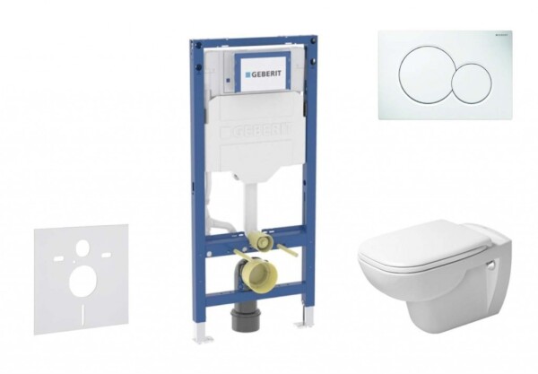 GEBERIT - Duofix Set předstěnové instalace, klozetu D-Code a sedátka softclose, tlačítko Sigma01, alpská bílá SANI11CP3100
